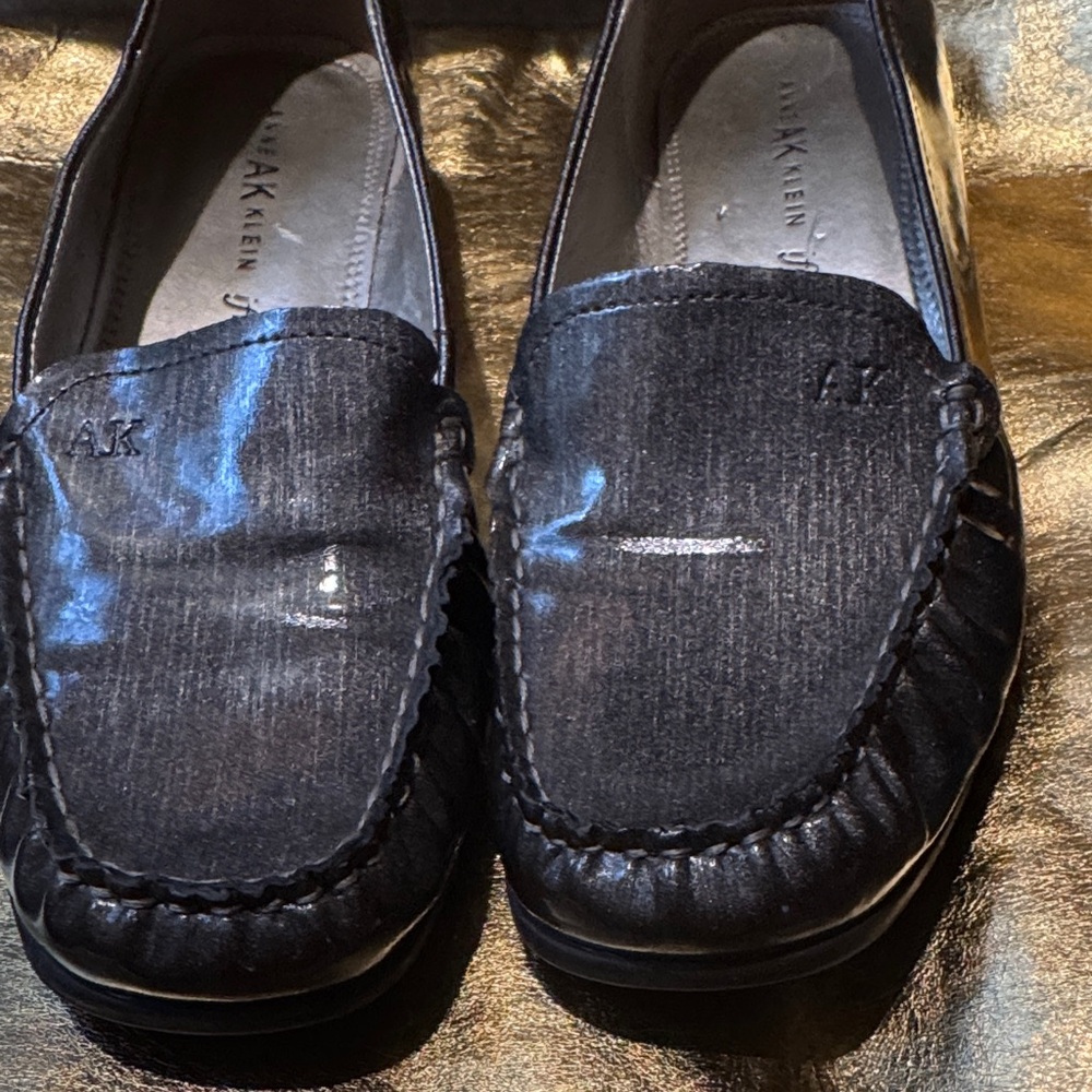 Anne Klein Shiny Black Loafers for Women - Picture 2 of 11